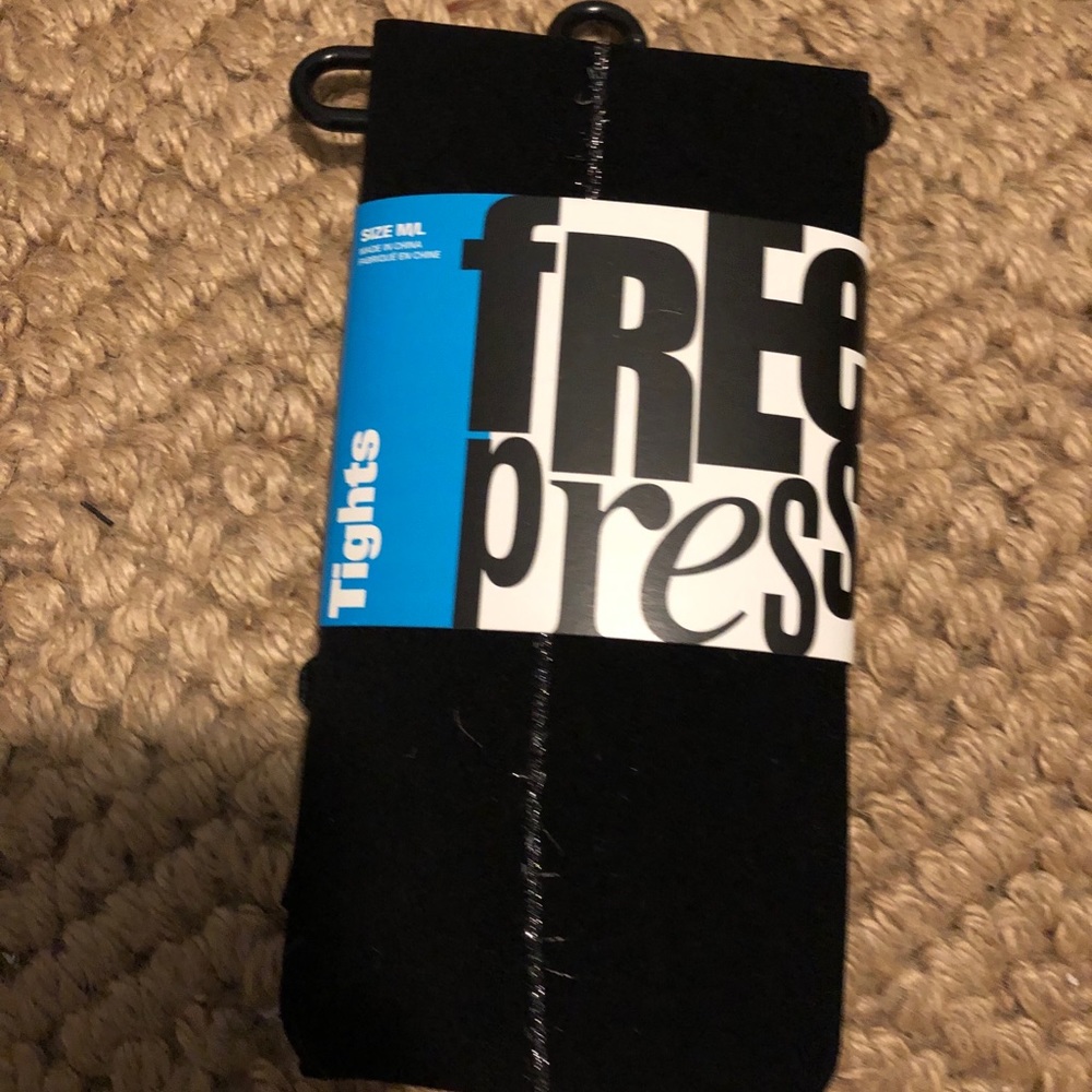 free press tights in black with silver lining